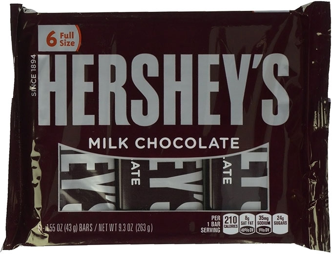 Hershey's Milk Chocolate Bars, 6 Count