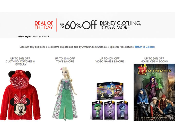Up to 60% off Disney Clothing, Toys & More