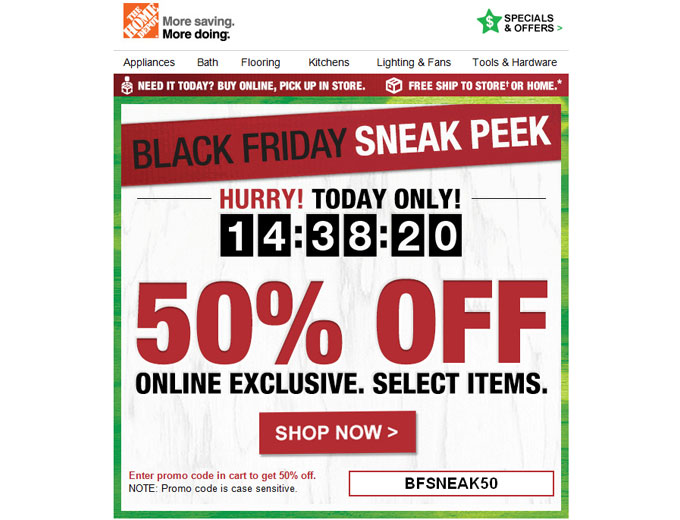 Home Depot Black Friday Sneak Peek - 50% off