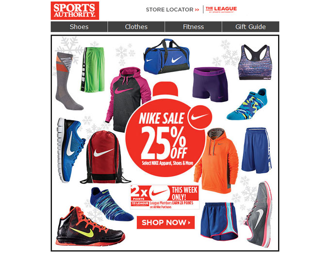 Sports Authority Nike Sale - Extra 25% Off