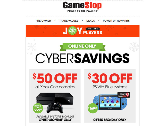 Game Stop Cyber Monday Sale
