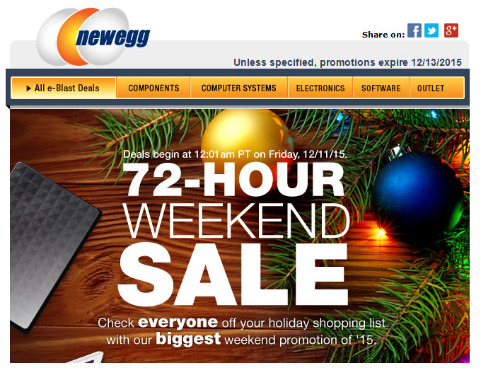 Newegg 72-Hour Weekend Sale Event