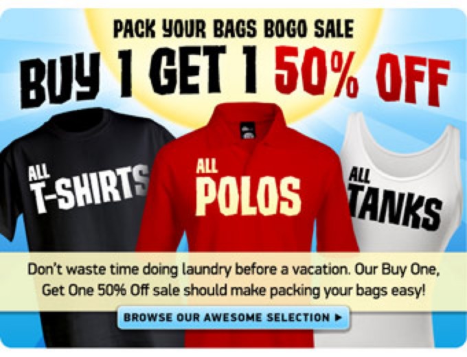 BOGO 50% Off Sale - All Shirts, Tanks & Polos