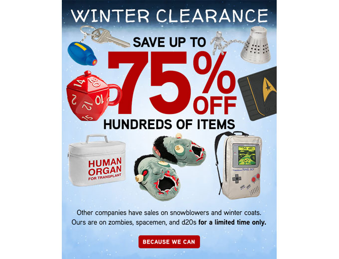 ThinkGeek Winter Sale - Up to 75% off