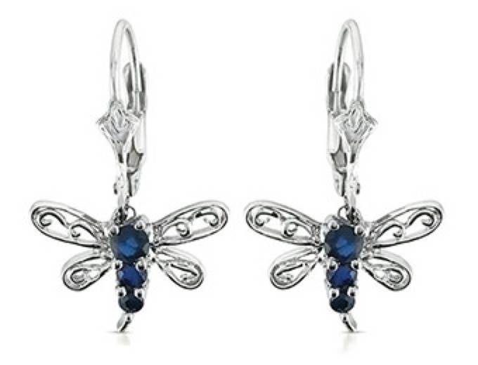 Blue Sapphire Dragonfly Earrings