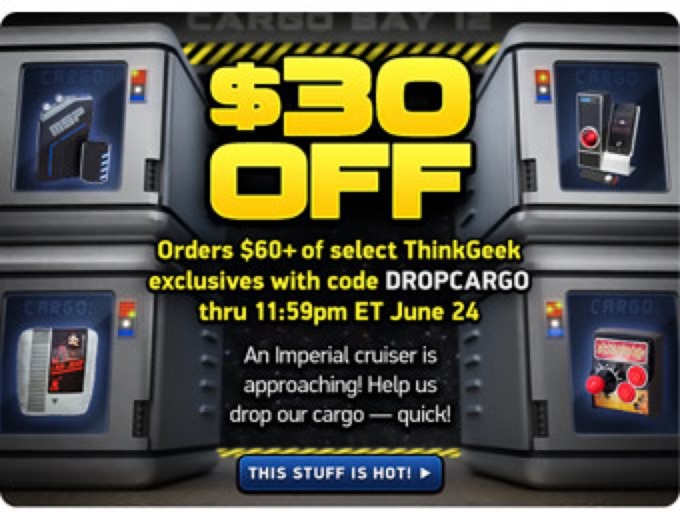 Deal: $30 of Orders of $60+ at ThinkGeek