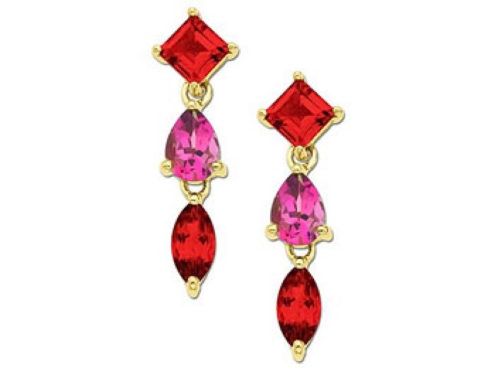 Ruby & Pink Sapphire Earrings in 10K Gold