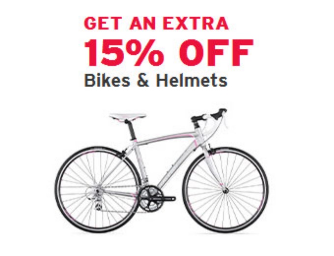 Extra 15% off Bikes and Helmets