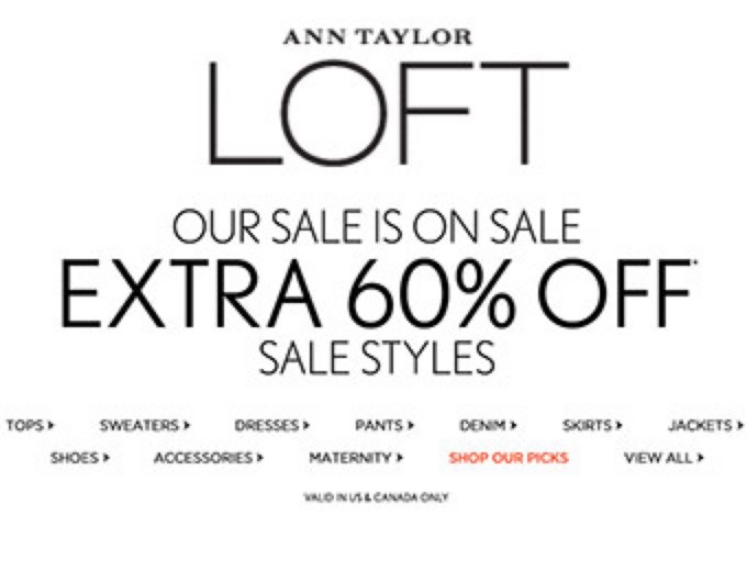Extra 60% off Ann Taylor Loft