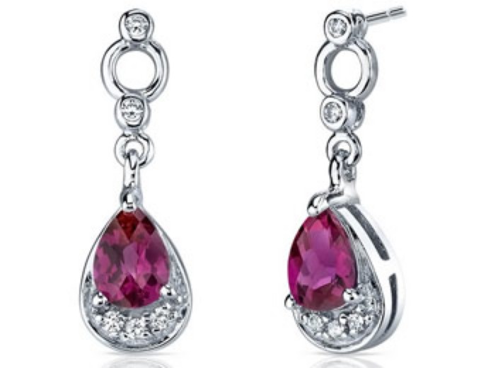 Sterling Silver 1.50 Carats Ruby Earrings
