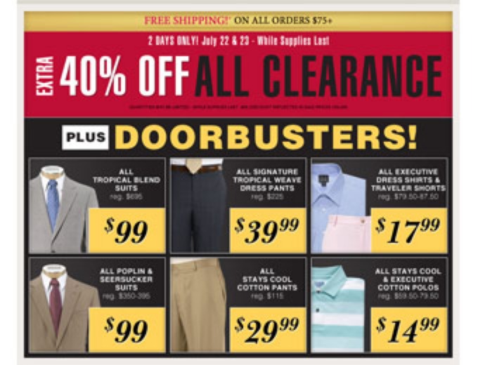 Extra 40% off All Clearance Items at Jos A Bank
