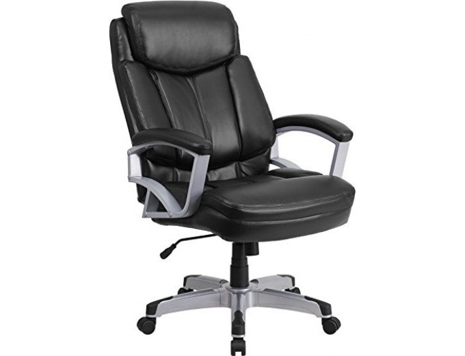HERCULES Big & Tall Black Leather Office Chair