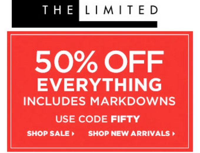 Extra 50% off Everything at The Limited
