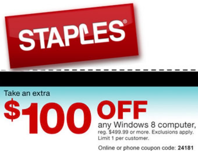 Extra $100 off any Windows 8 Computer Priced 499+