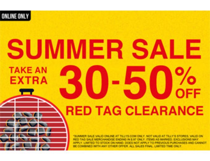 Extra 50% off Red Tag Summer Sale at Tilly's