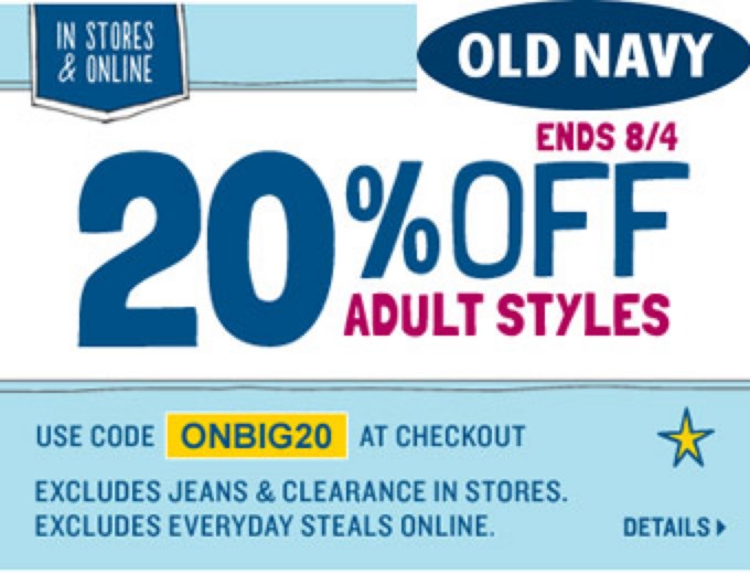 Extra 20% off Adult Styles at Old Navy