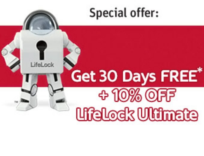 30 Days Free + 10% off LifeLock Ultimate