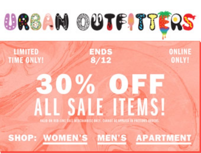 Extra 30% off All Sale Items at Urban Outfitters