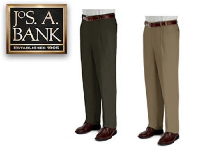 83% off Jos. A. Bank Wrinkle-Resistant Cotton Twill Pleated Pants, only $12