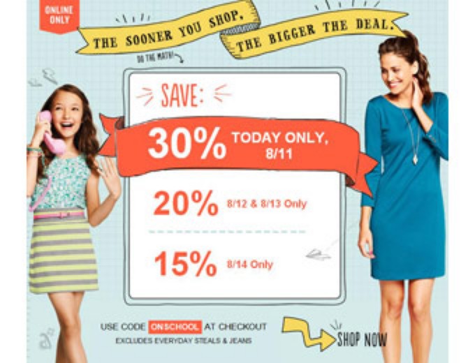Extra 30% off Your Entire Purchse at Old Navy
