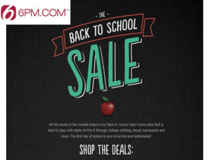 6pm.com Back to School Sale, Up to 82% off + FS