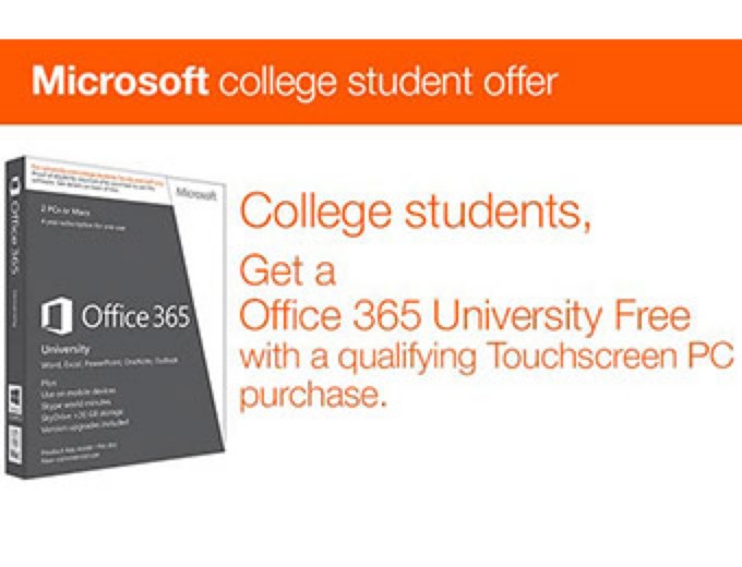 Free Office 365 University w/ Touchscreen PCs