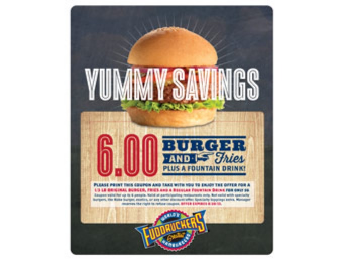 Deal: Fuddruckers Burger, Fries, & Drink for $6