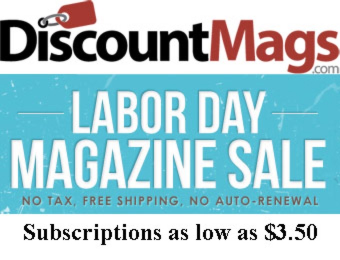 DiscountMags Labor Day Sale, $3.50 Subscriptions