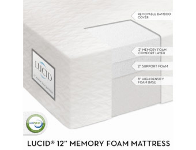 Lucid by LinenSpa 12" Memory Foam Mattress
