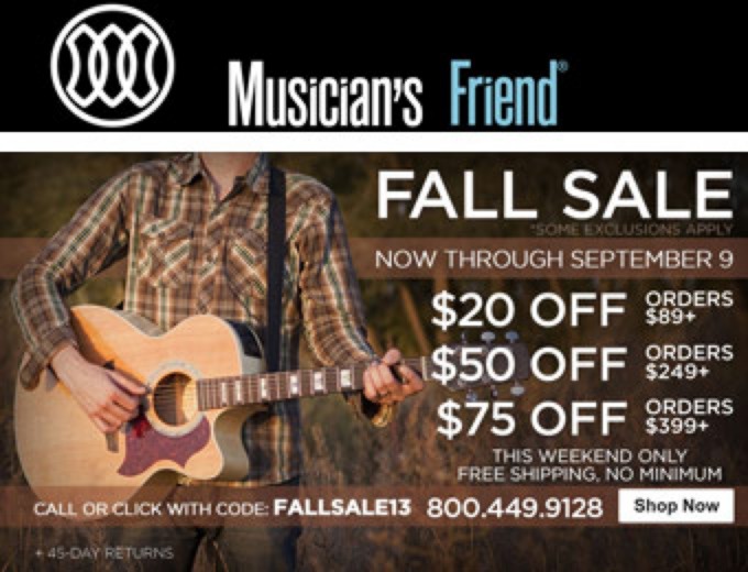 Musician's Friend Sale, Extra $75 off Purchases